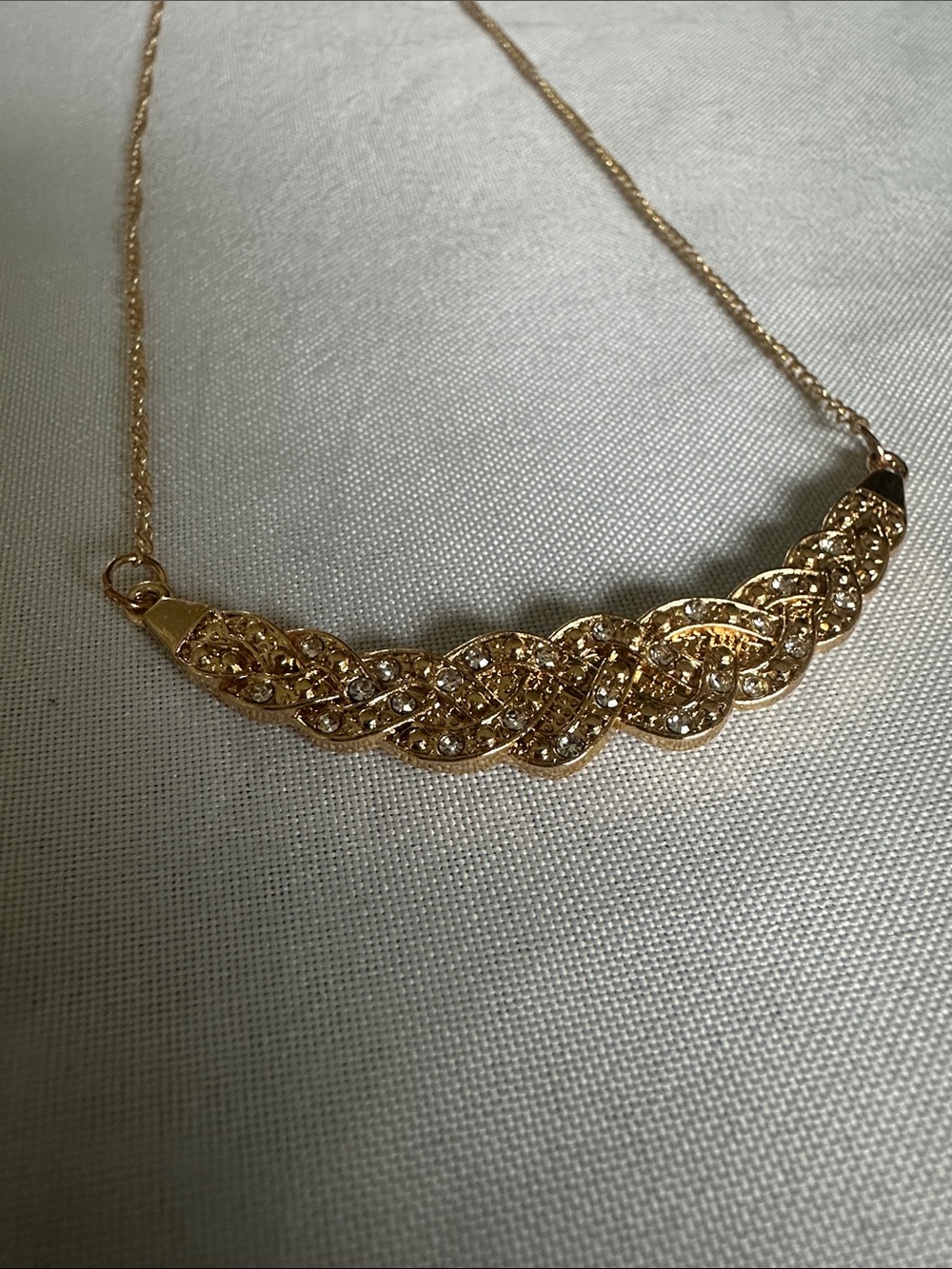 Gold Braided Bar Necklace - Women's Jewelry